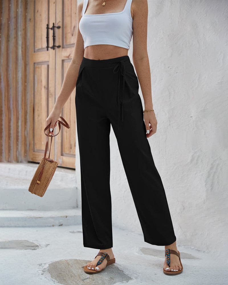 Kirsten - Solid-coloured trousers with high waist