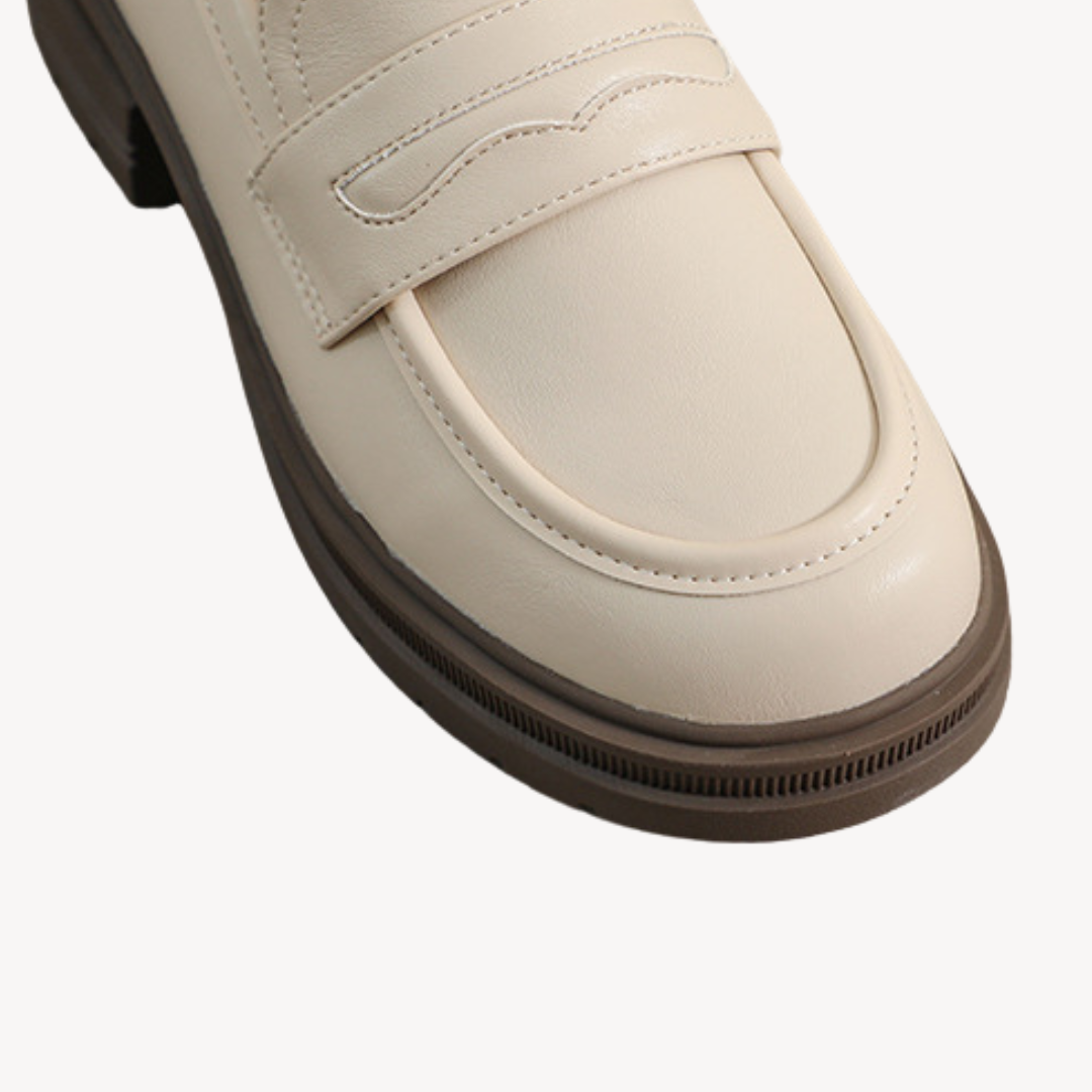 Loravelle | Women's Chunky Loafers - Leather Slip-On Shoes