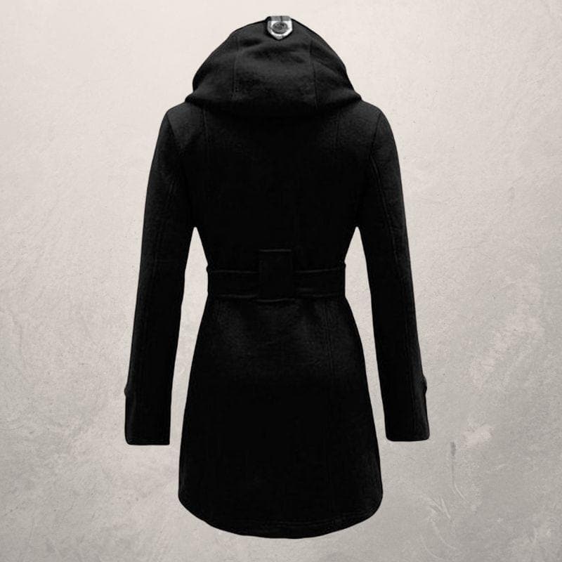 Double breasted hooded coat for women