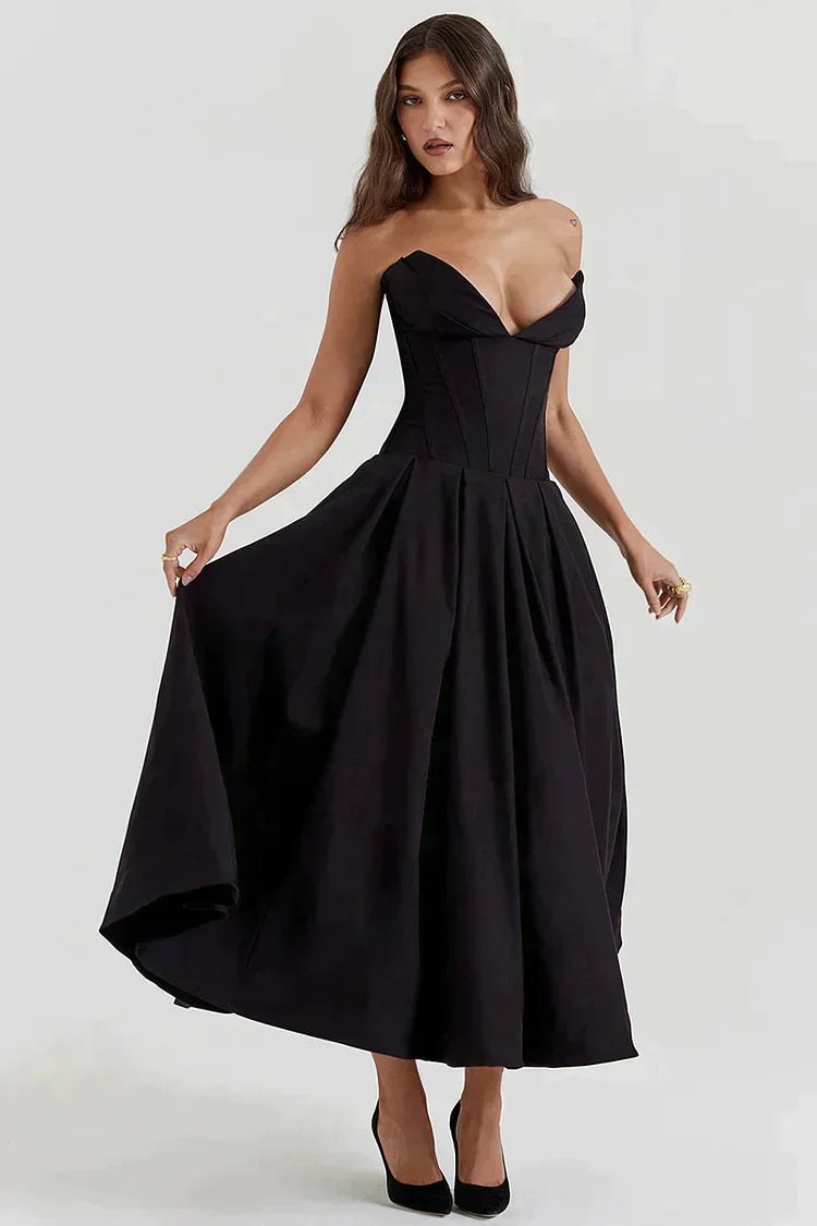 Dariana - Deep V-neck strapless dress