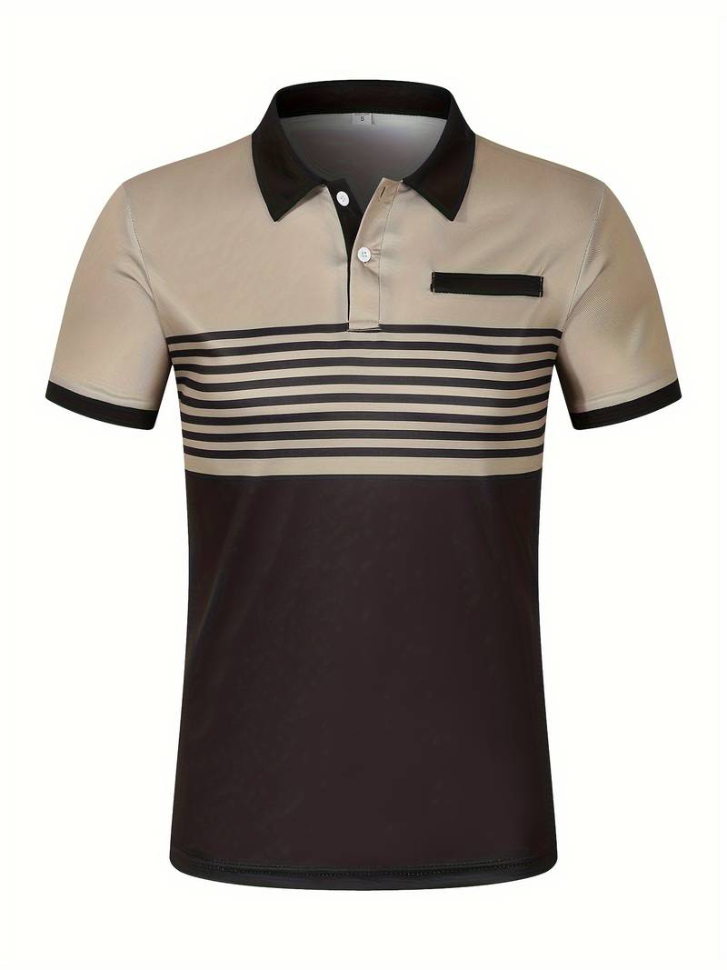 Leon - Casual Short Sleeve Striped Polo Shirt For Men