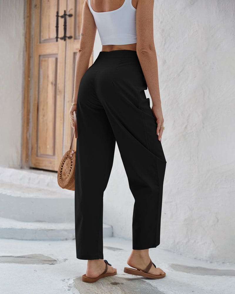 Kirsten - Solid-coloured trousers with high waist