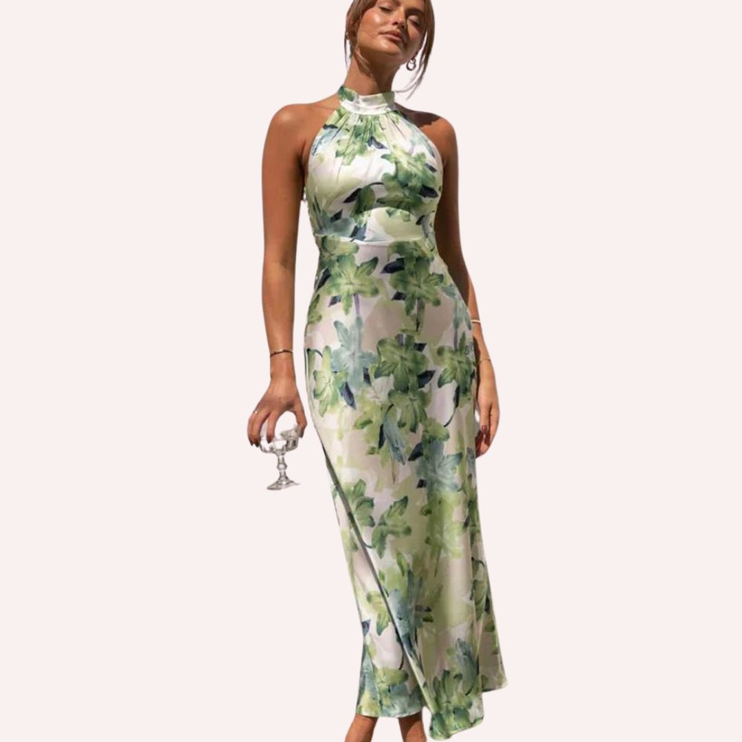 Luna - Maxi dress with halterneck and side slit
