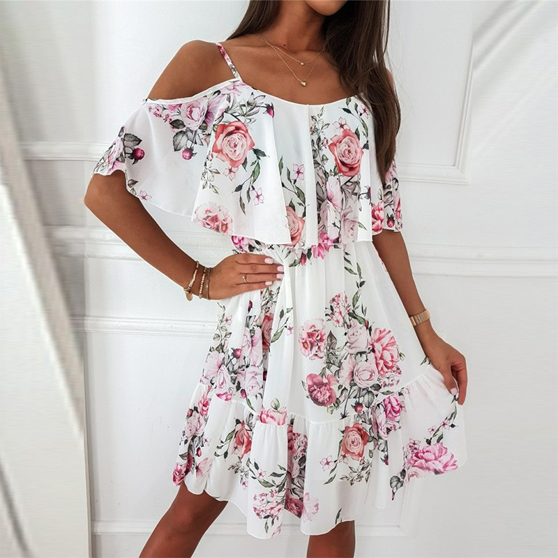 Gypsy - Dress with open shoulders and floral print