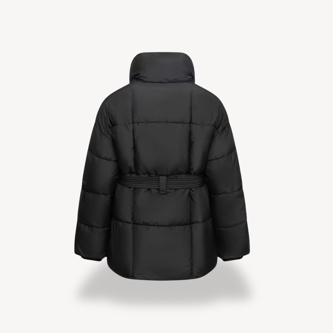 Loravelle | Women's Puffer Jacket – Belted, High Collar, Winter Coat