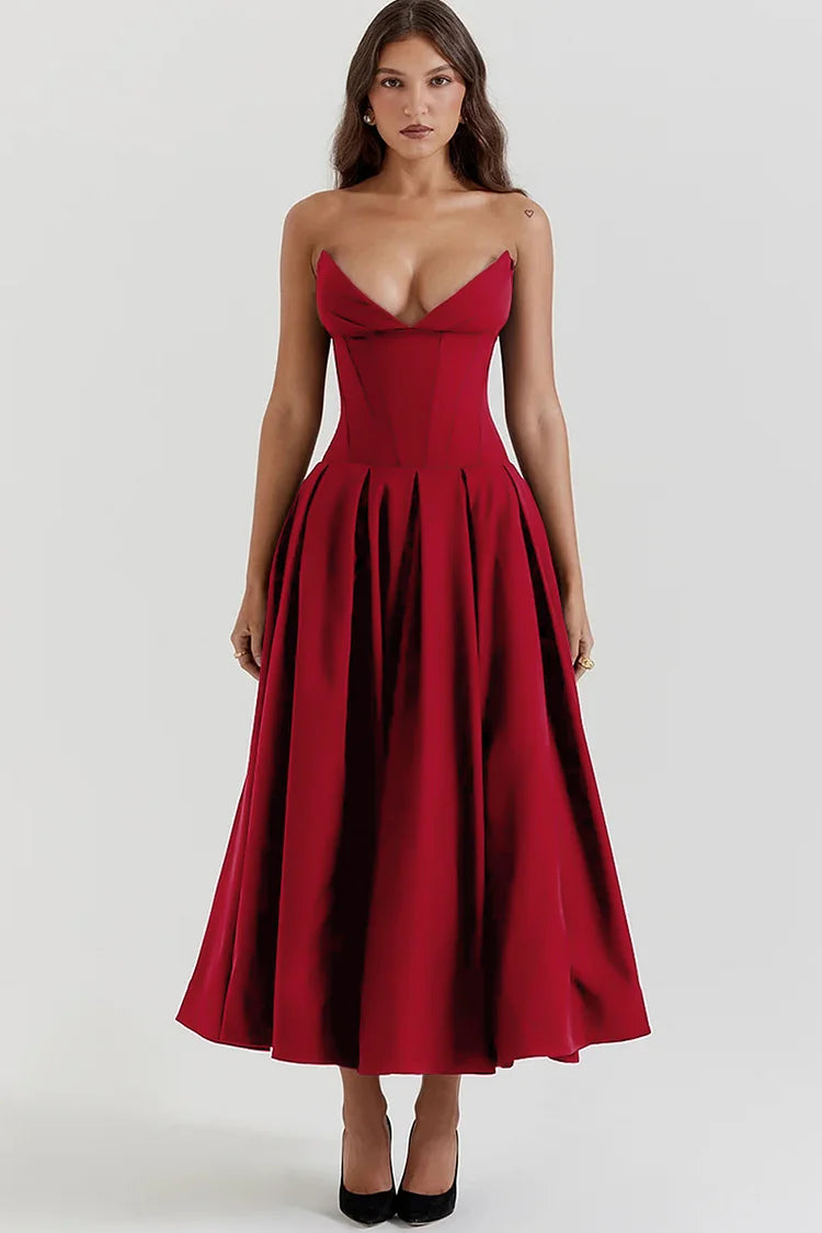 Dariana - Deep V-neck strapless dress