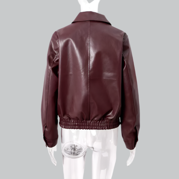 Stylish vintage red leather jacket for women