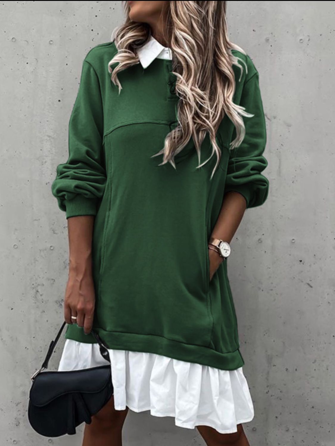Eva - Ruffle Hem Mini Dress for Fall for Women