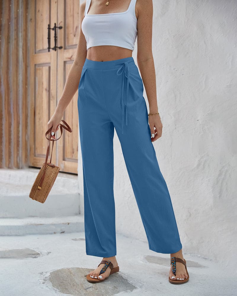 Kirsten - Solid-coloured trousers with high waist