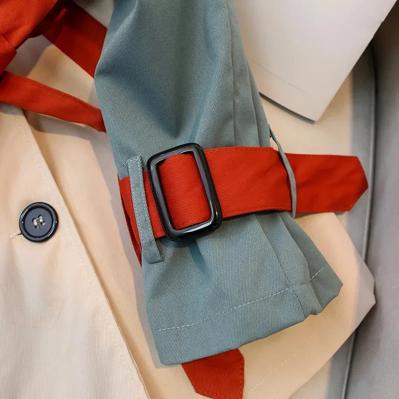 Women's Trench Coat - Double Breasted - Belted Waist - Notch Collar - Adjustable Cuffs