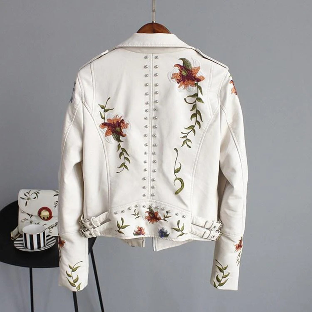 Leather slim-fit jacket for women