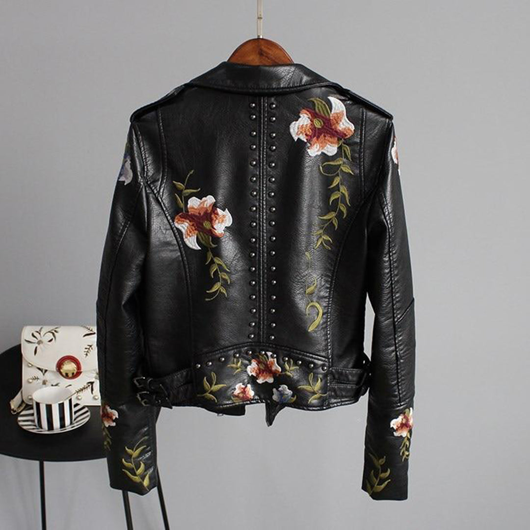 Leather slim-fit jacket for women