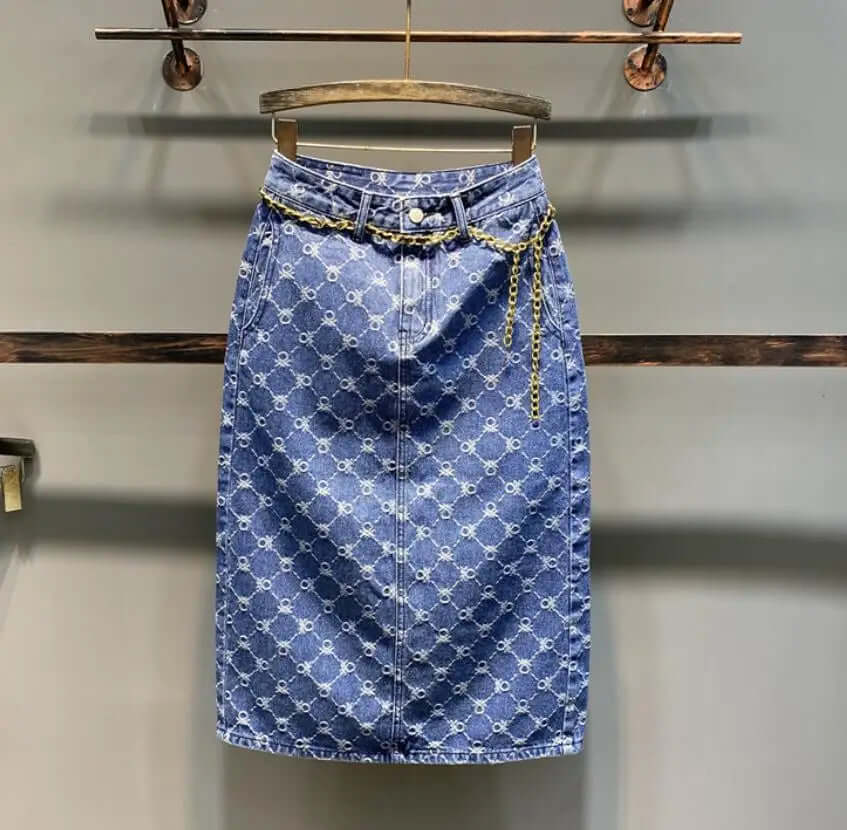Blue denim skirt