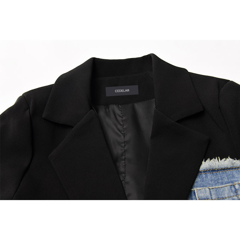 Vintage denim patchwork jackets for women