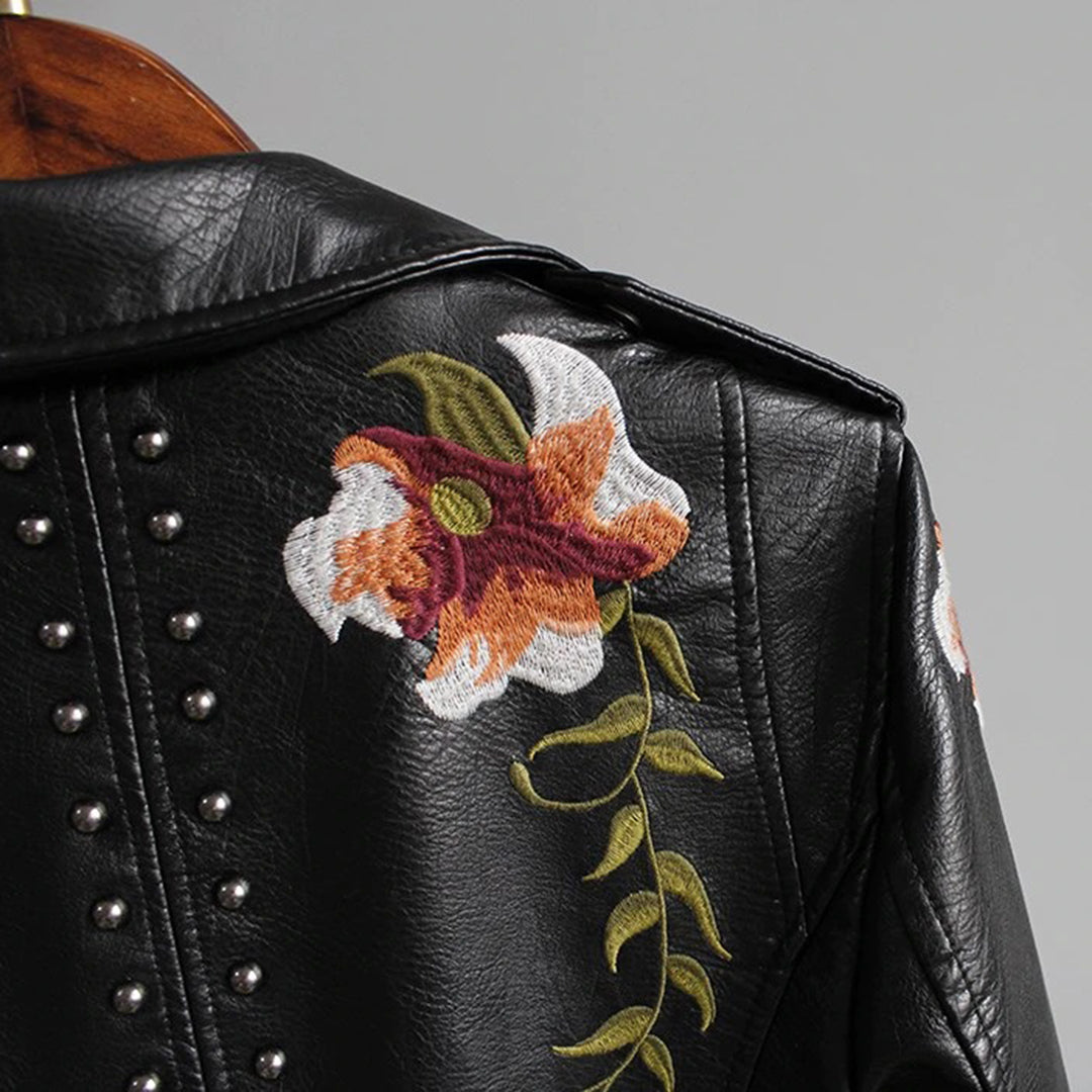 Leather slim-fit jacket for women