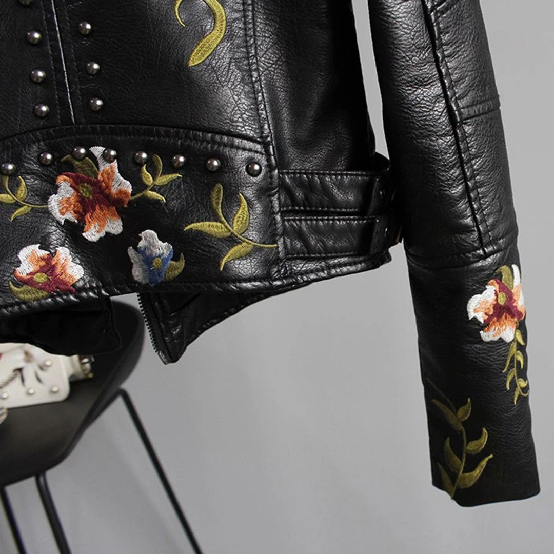 Leather slim-fit jacket for women