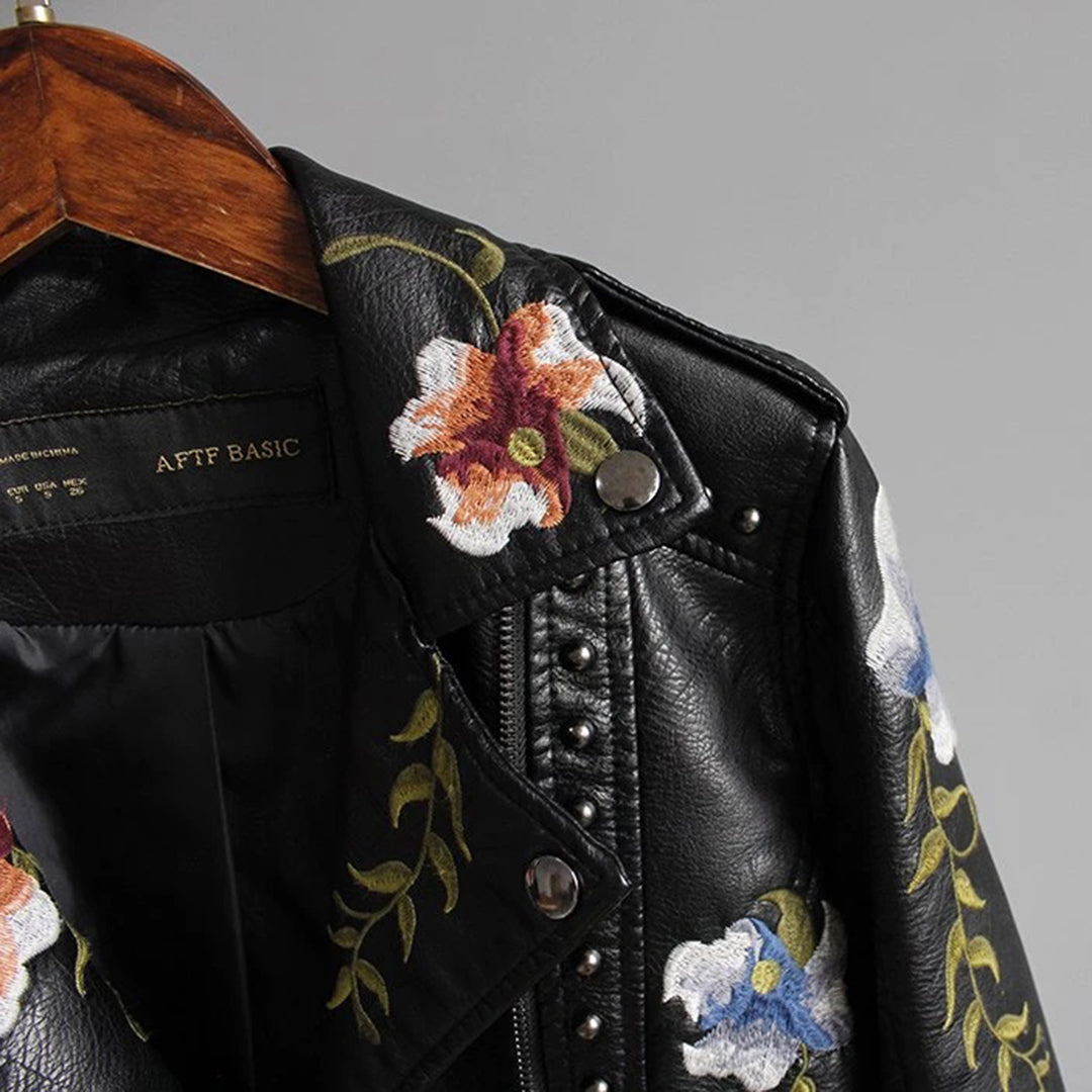 Leather slim-fit jacket for women