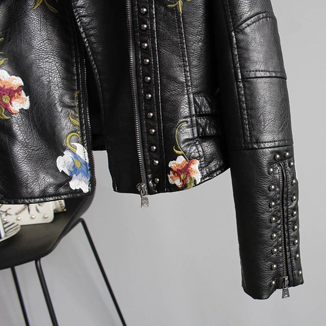 Leather slim-fit jacket for women