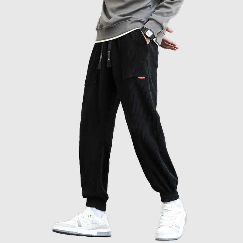 Men’s Corduroy Joggers – Elastic Waist – Tapered Fit – Casual Lounge Trousers