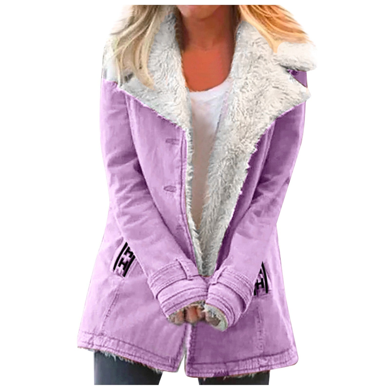 Lapel collar winter jacket for women