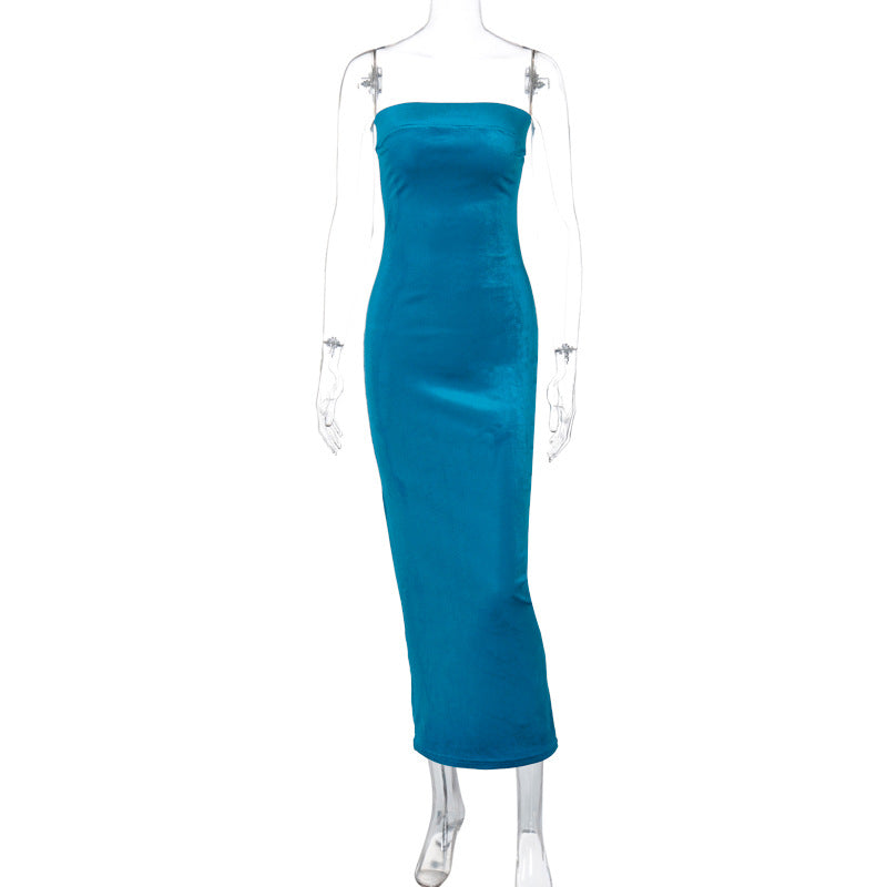 Vivienne - Off-the-shoulder velvet evening dress