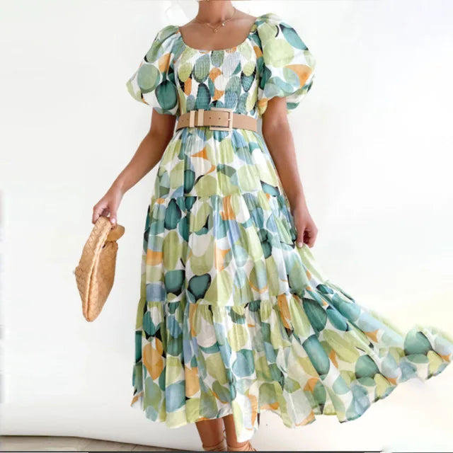 Eloise - Off-the-shoulder, tiered maxi dress with floral pattern