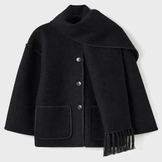 Fringe scarf coat jacket for women