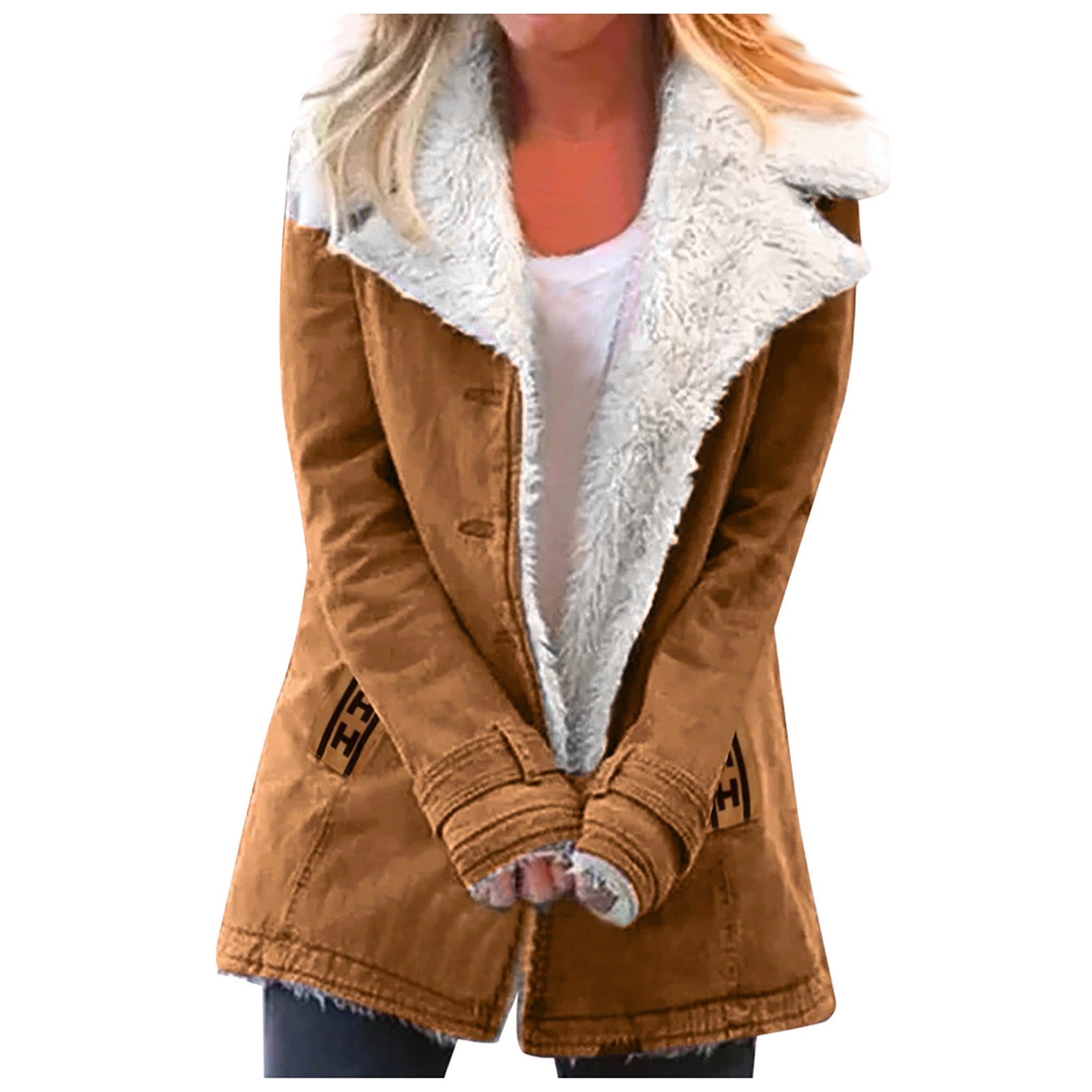 Lapel collar winter jacket for women