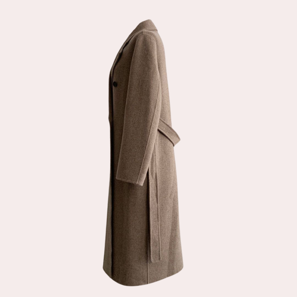 Oversized double breasted long wool coat for women