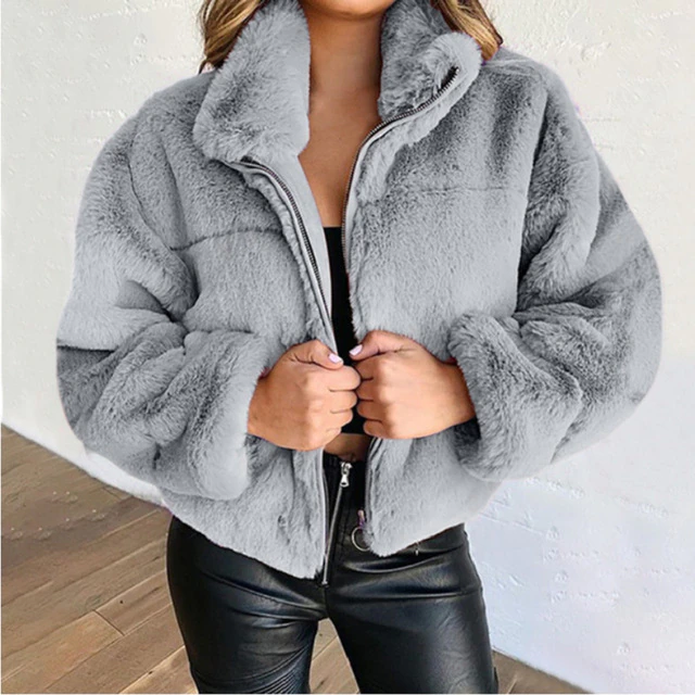 Plush winter jacket for women