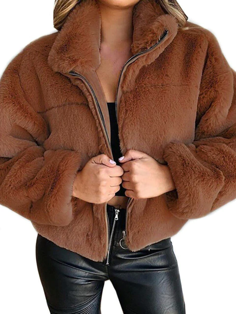 Plush winter jacket for women