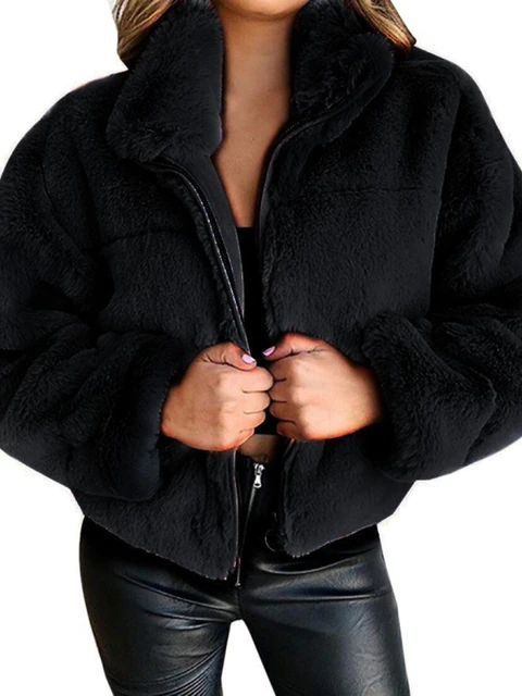 Plush winter jacket for women