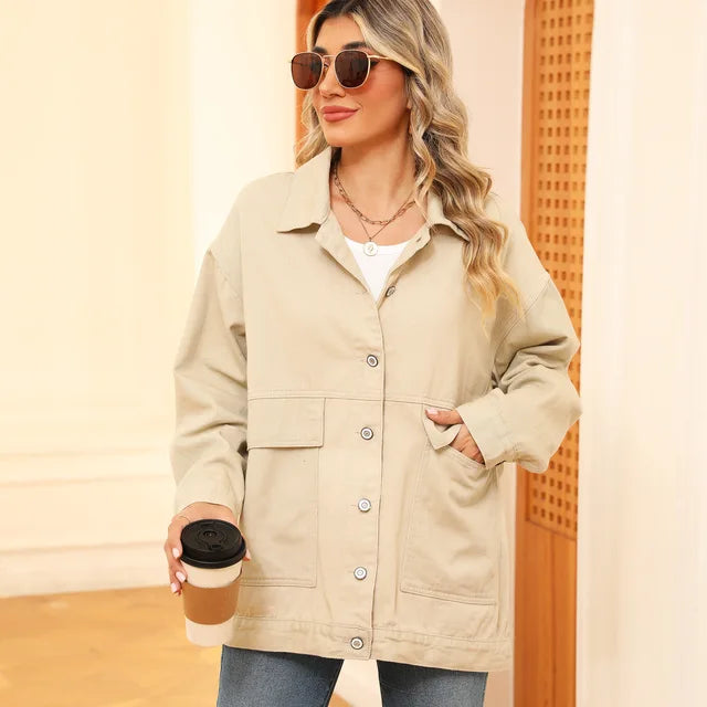 Versatile Retro Denim Jacket for Women - Classic Slim Fit Casual Fall Outerwear