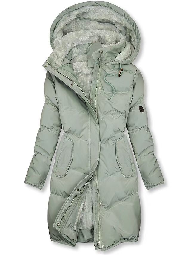 Mid-length fur hoodie coat jacket for women