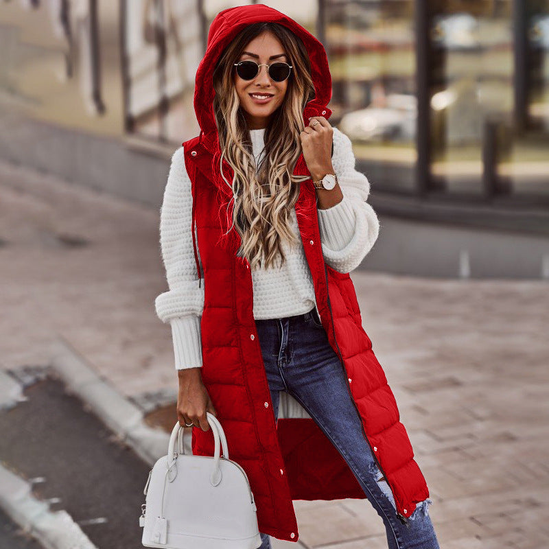 Packable hoodie long winter coat for women