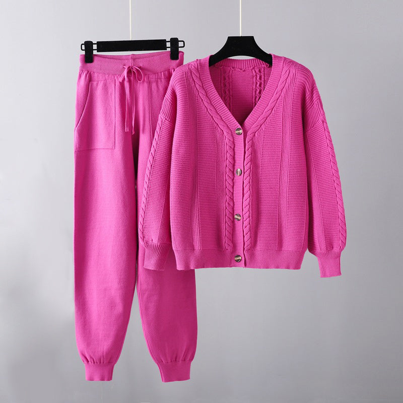 Millie | Snug Elegance V-Neck Cardigan and Pants Set