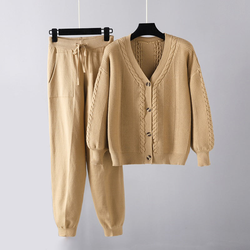 Millie | Snug Elegance V-Neck Cardigan and Pants Set
