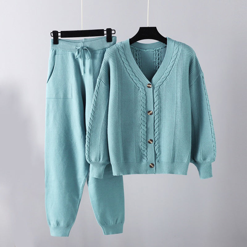 Millie | Snug Elegance V-Neck Cardigan and Pants Set