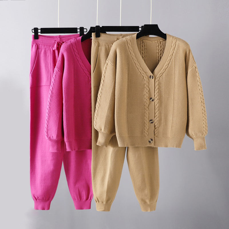 Millie | Snug Elegance V-Neck Cardigan and Pants Set