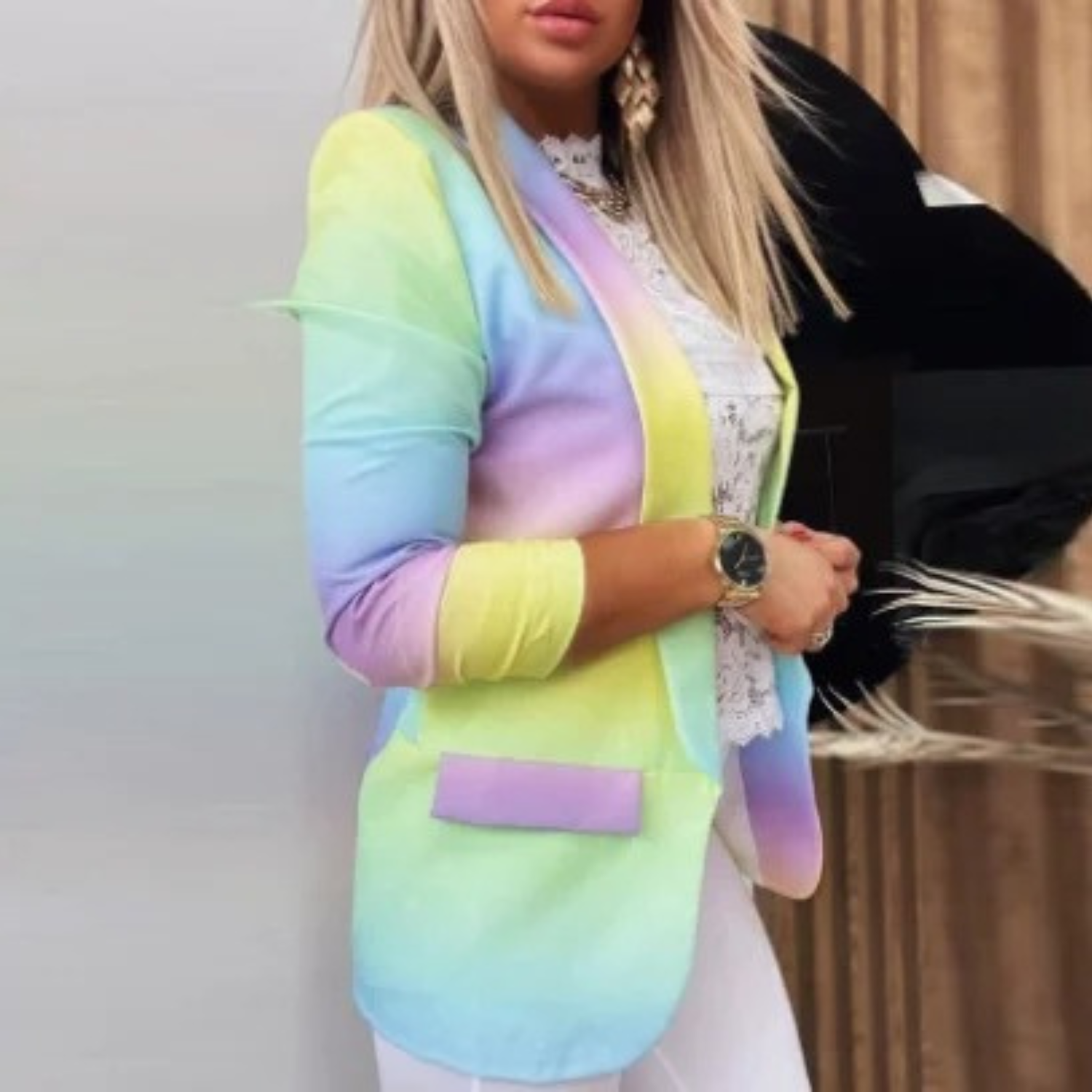 Tie-dye professional slim top blazer for women
