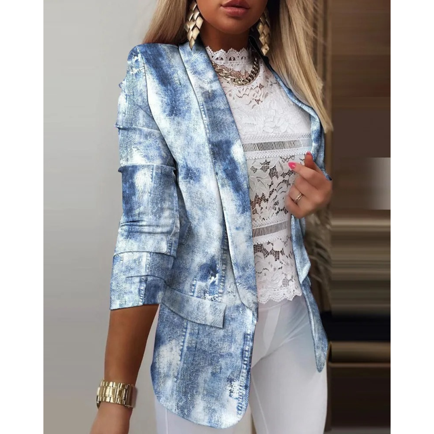 Tie-dye professional slim top blazer for women