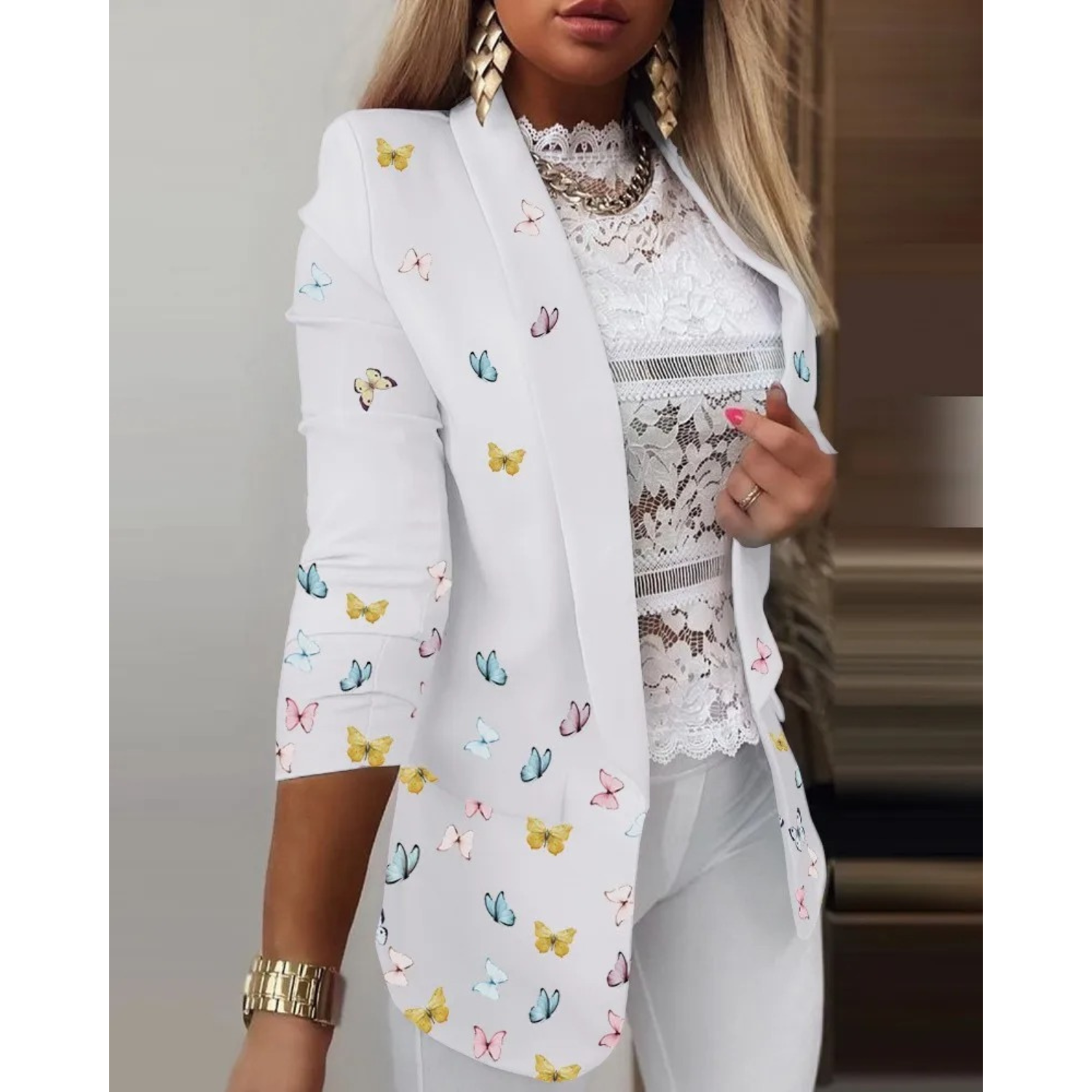 Tie-dye professional slim top blazer for women
