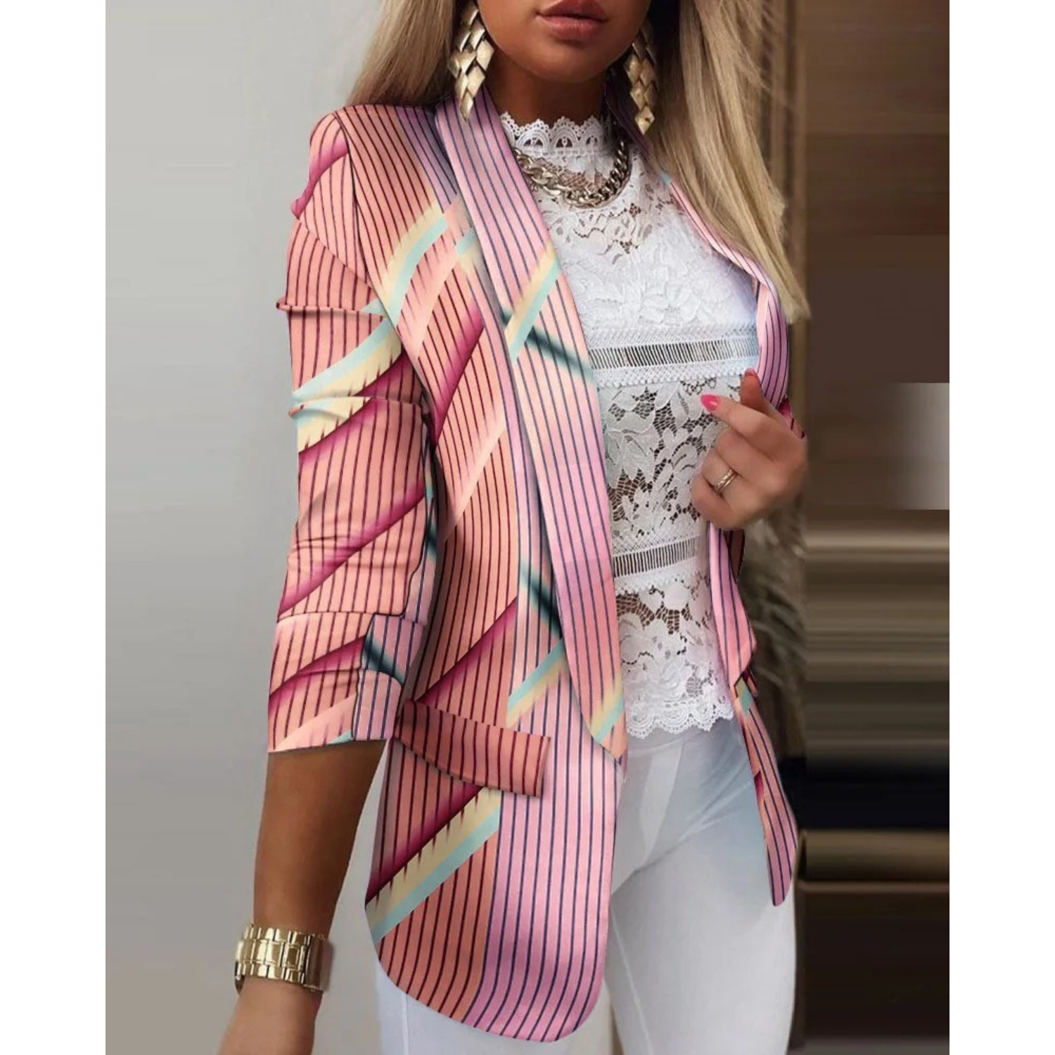 Tie-dye professional slim top blazer for women