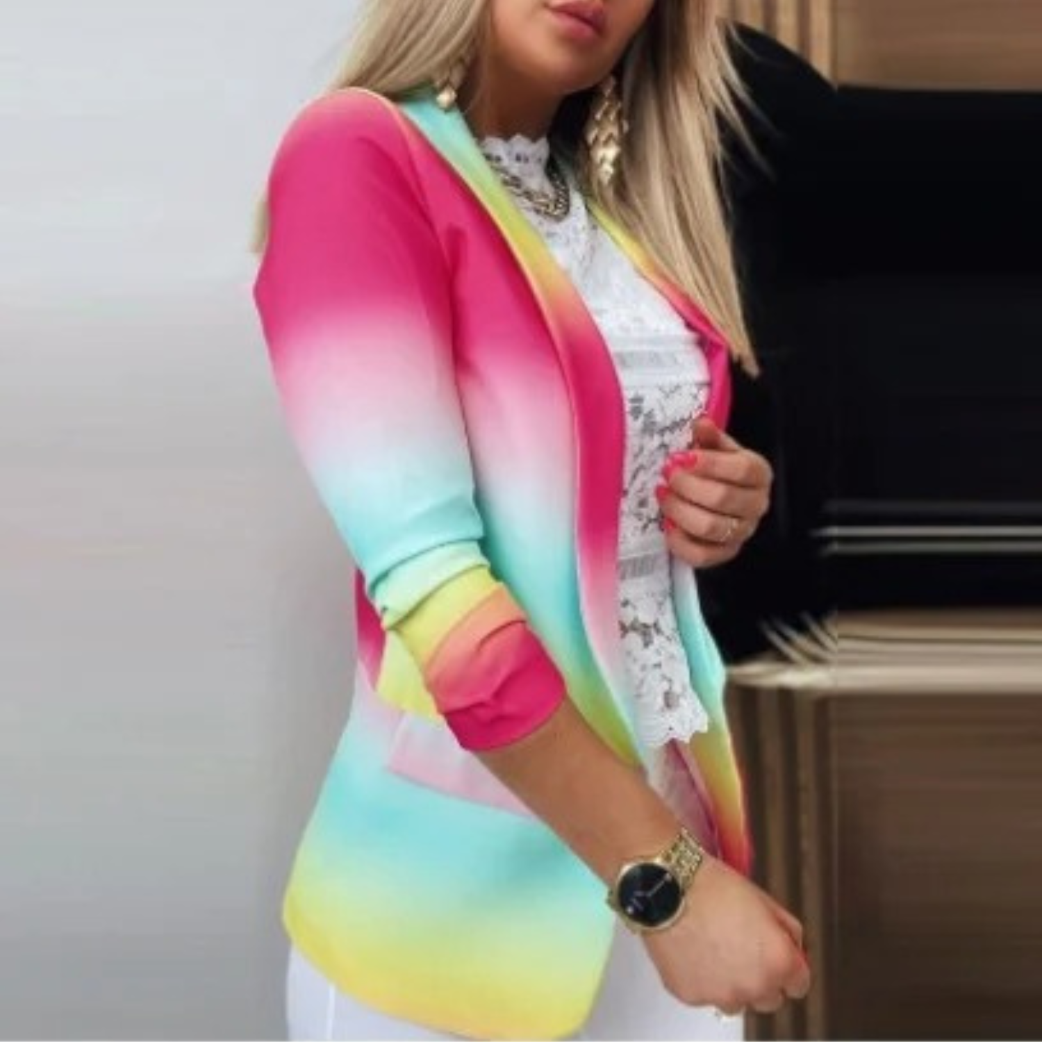 Tie-dye professional slim top blazer for women