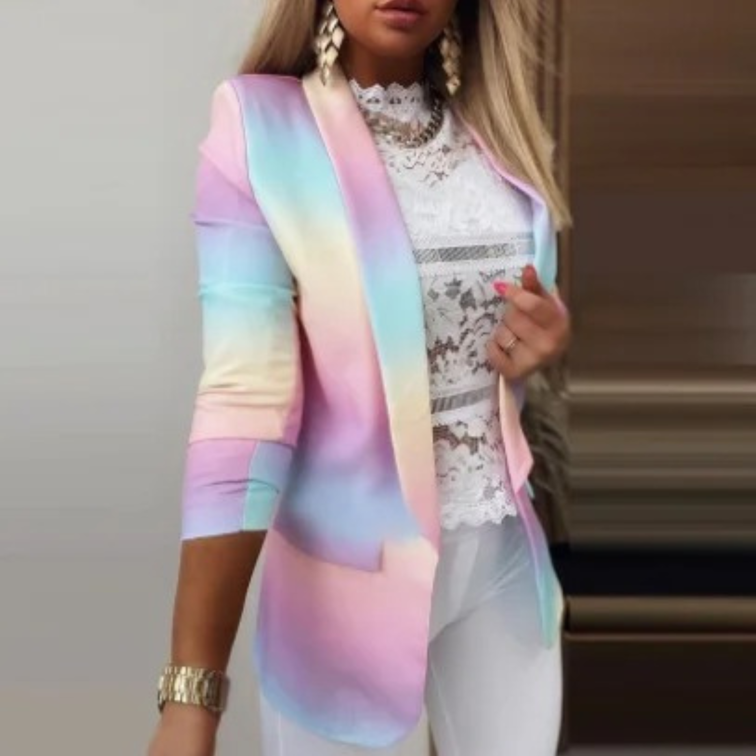 Tie-dye professional slim top blazer for women