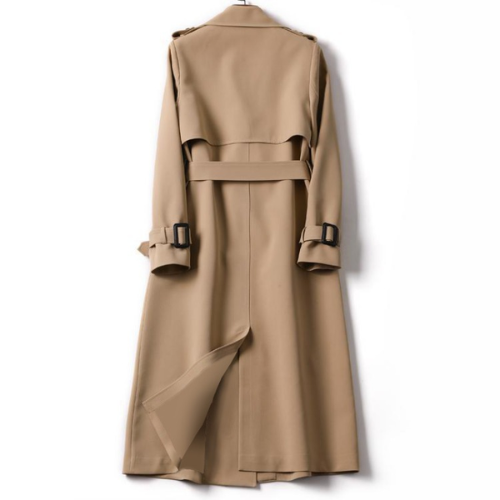 Women's Trench Coat - Double-Breasted - Belted Waist - Wide Lapel - Classic Fit