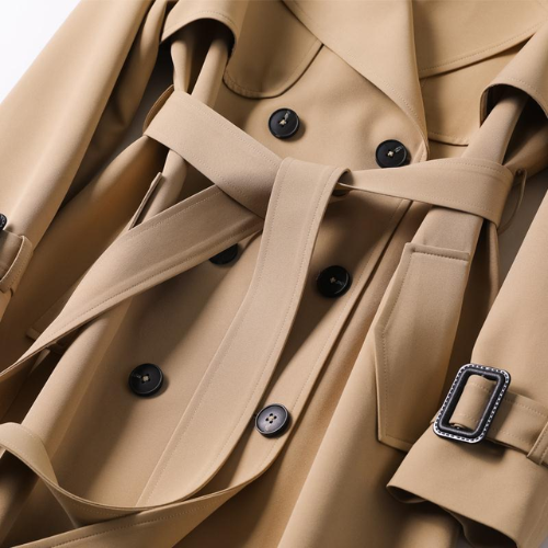 Women's Double Button Trench Coat - Classic Outerwear