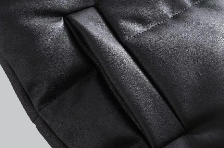 PU leather stand collar vest jacket for women