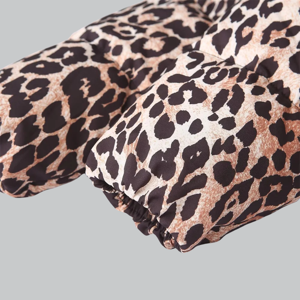 Versatile leopard print padded jacket for women
