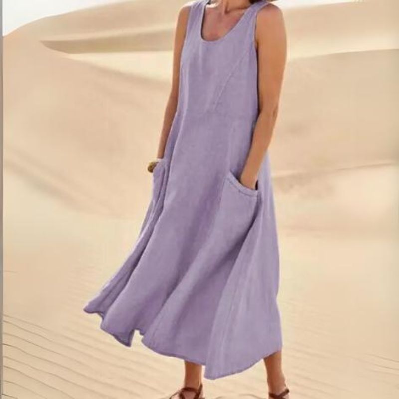 Andrea - Solid casual loose long summer dresses
